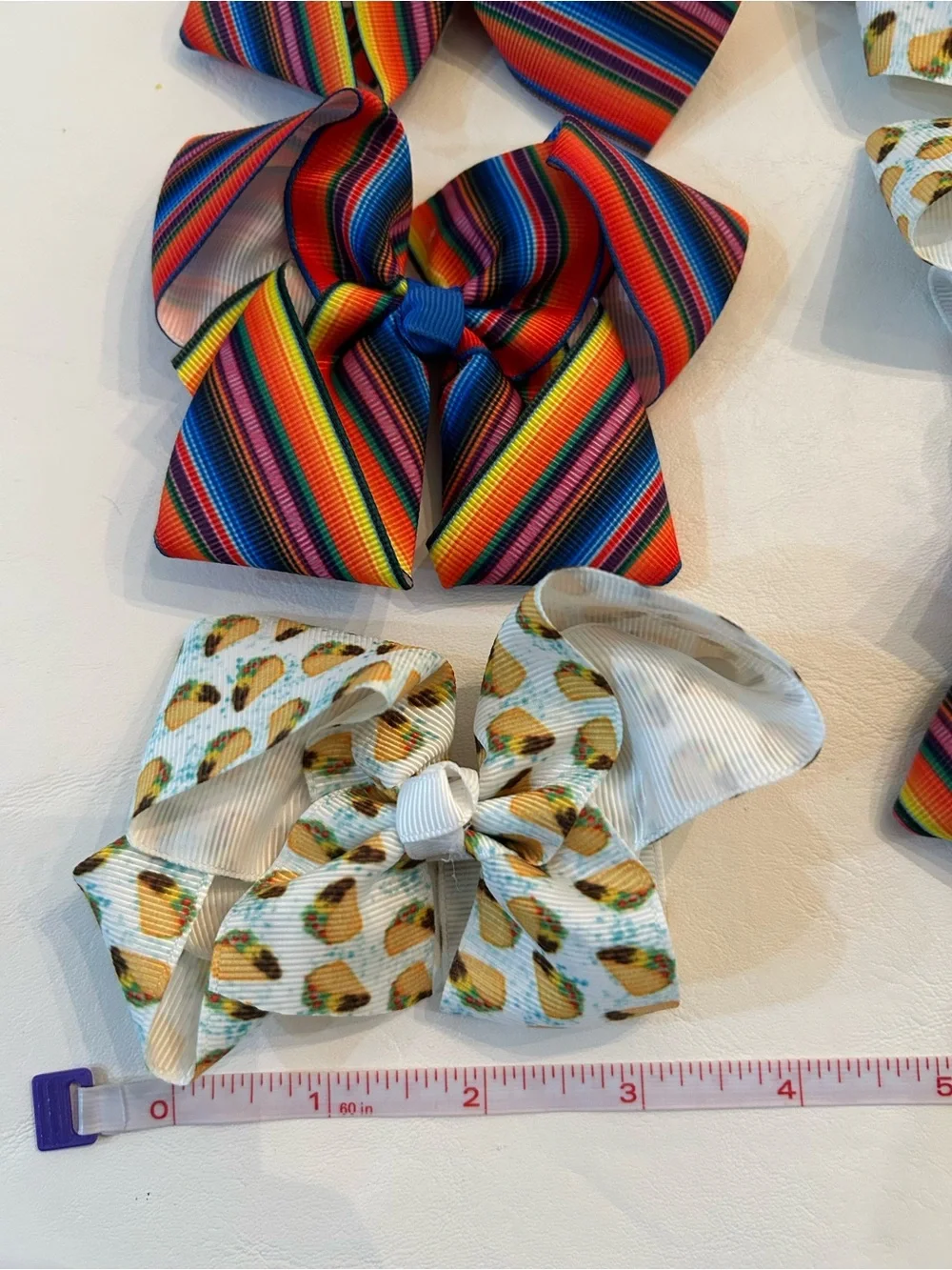 Kids Fiesta Stripe and Taco Bow Hair Clip Bundle